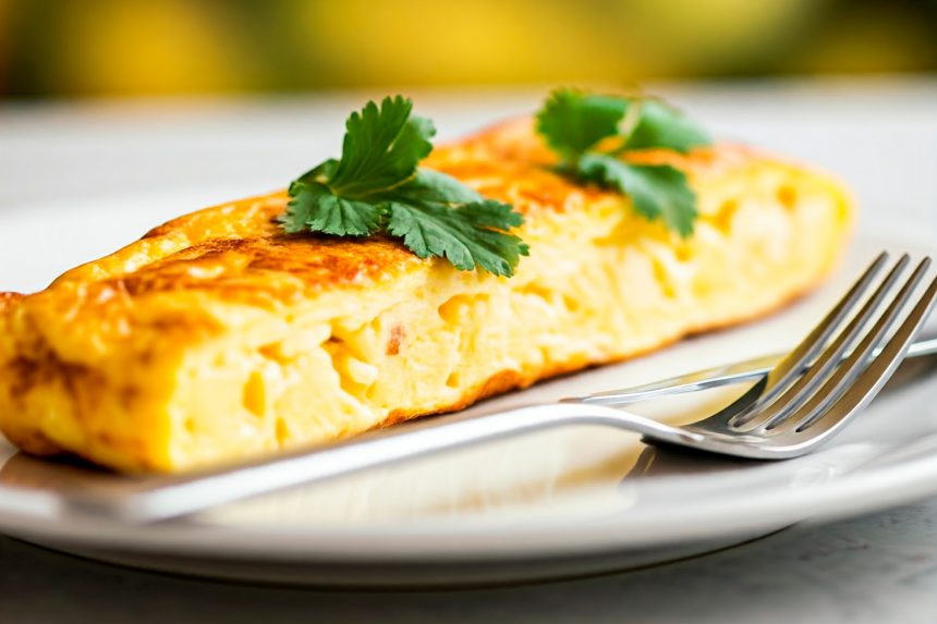 Tortilla de patata rapida con patatas cocidas y cebolla caramelizada